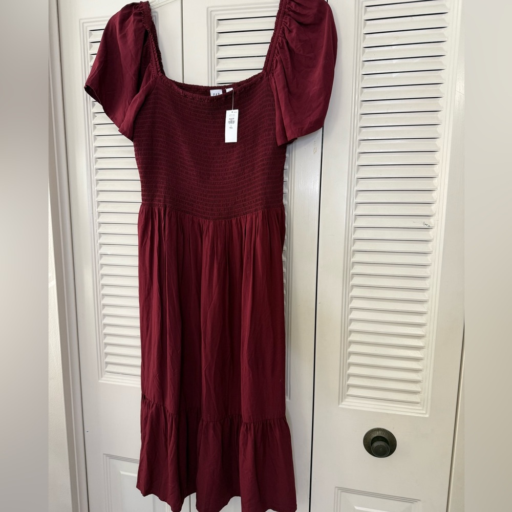 Gap Red Dress Large Tall Ruffle bottom gathered top